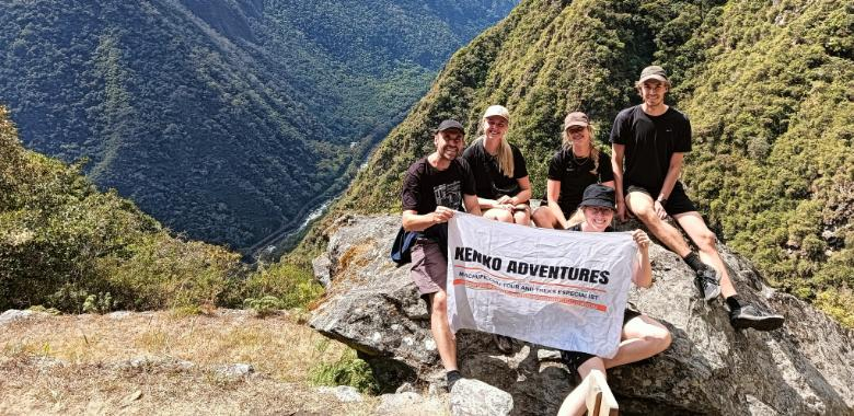 A group of tourists on inca trail to Machu Picchu. A group of tourists on inca trail to Machu Picchu.