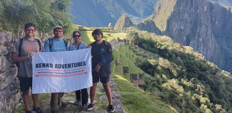 A group of tourists on the Short Inca Trail to Machu Picchu (2 days). A group of tourists on the Short Inca Trail to Machu Picchu (2 days).